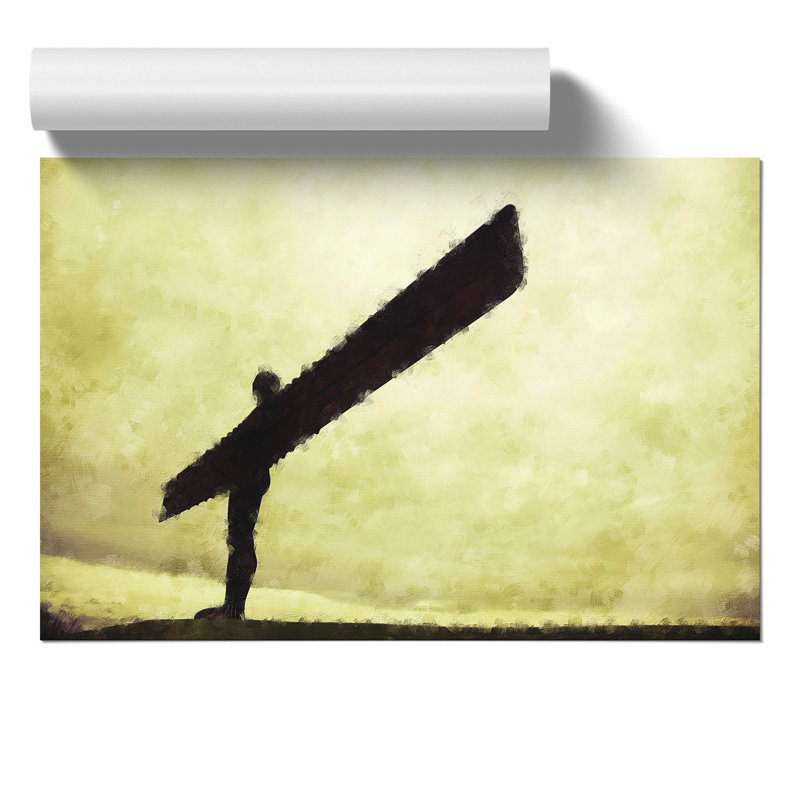 Angel of the North in Newcastle Painting - Frameless Print, 30cm H x 42cm W x 0.1cm D