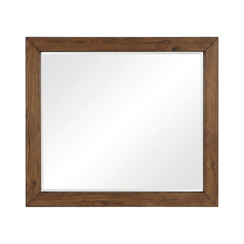 Katerina Light Walnut 42 In. W X 35 In. H Transitional Rectangle Solid Wood Framed Mirror