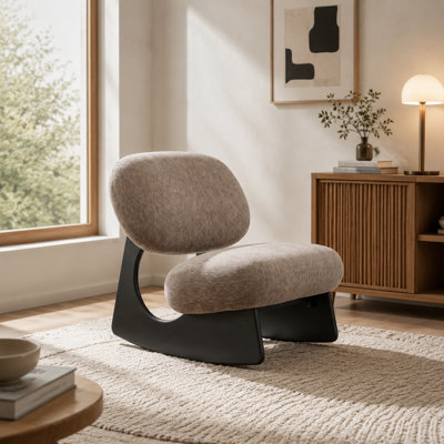 Fauteuil à bascule sans accoudoirs avec base creuse incurvée, revêtement en chenille douce et assise ovale ergonomique divisée, idéal pour le salon, la chambre ou la chambre d'enfant.