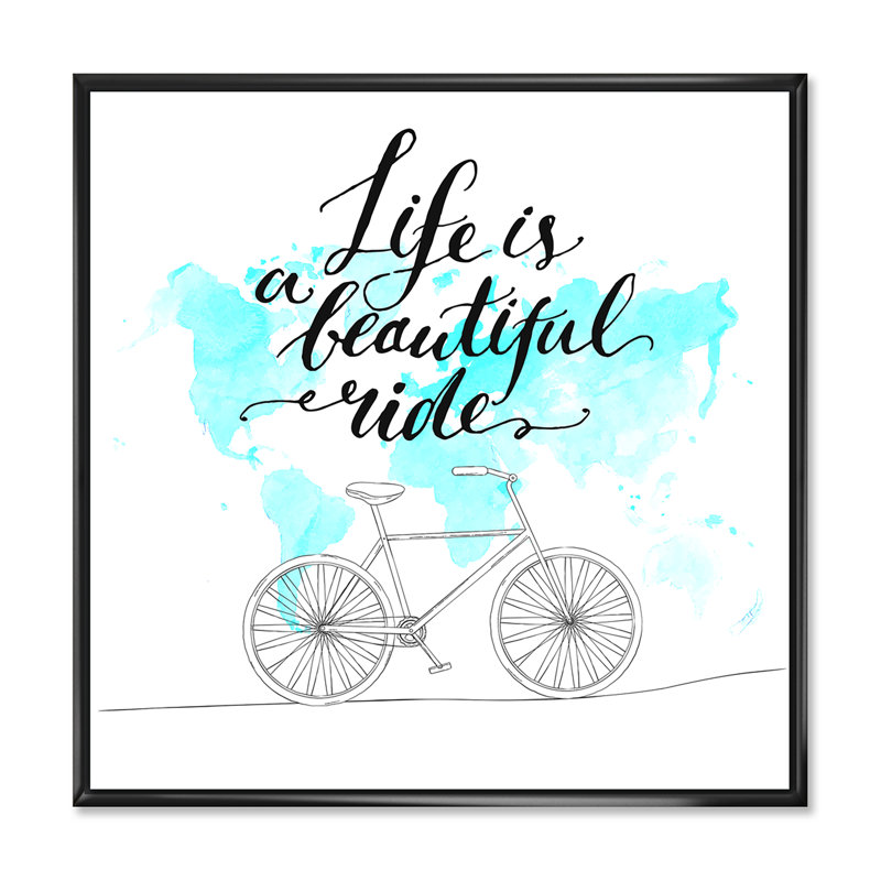 Life Is a Beautiful Ride - Art textuel sur toile, H 30 po x l 30 po x P 1 po, Toile avec cadre noir
