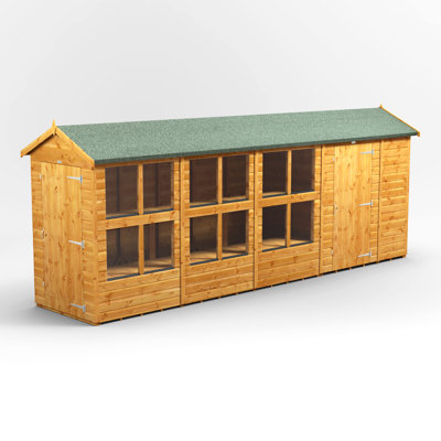 Powersheds 18 x 4ft Timber Tongue & Groove Apex Potting Shed Combi (includes 6ft Side Store)