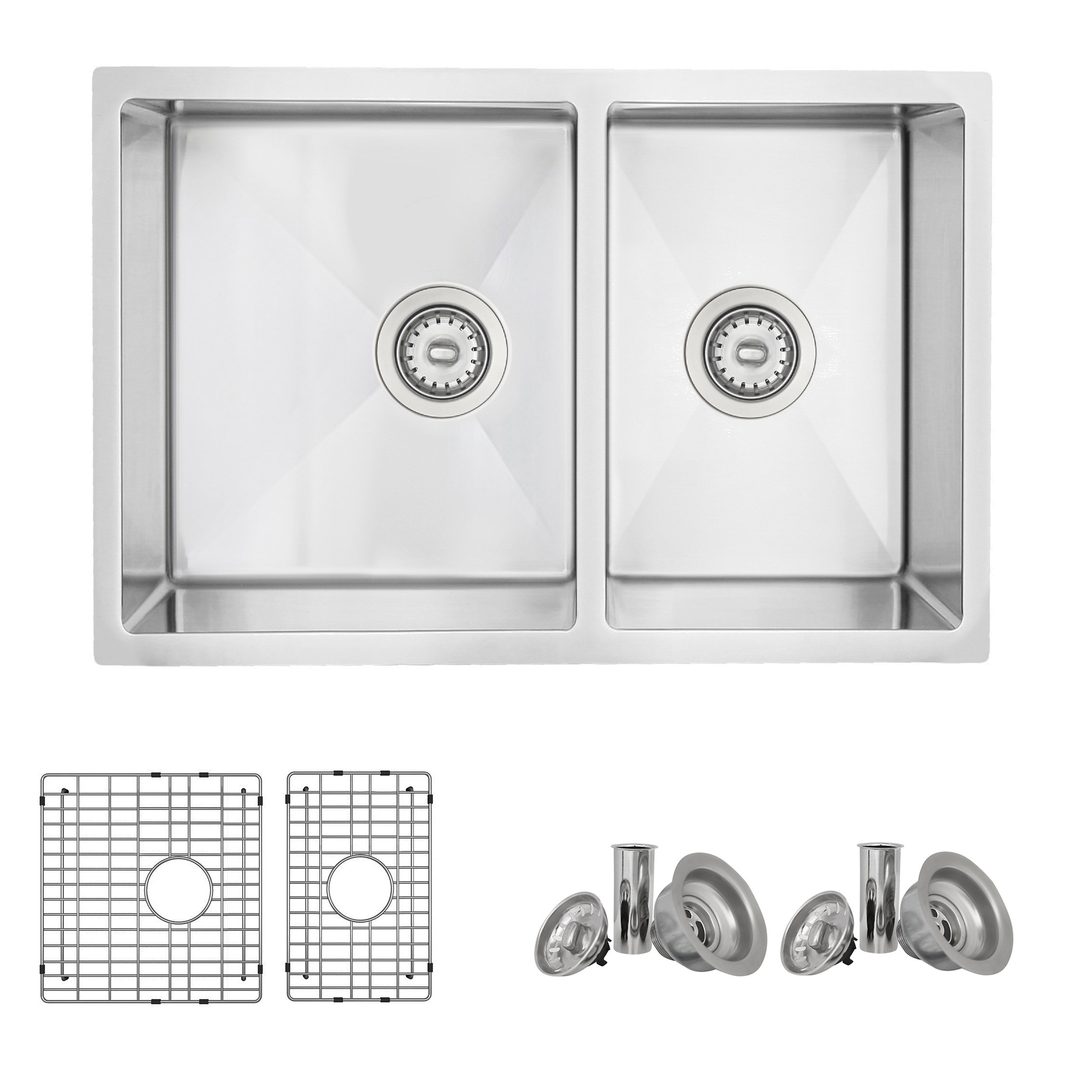 STYLISH 28 inch Double Bowl 60/40 Reversible Undermount Steel Kitchen ...