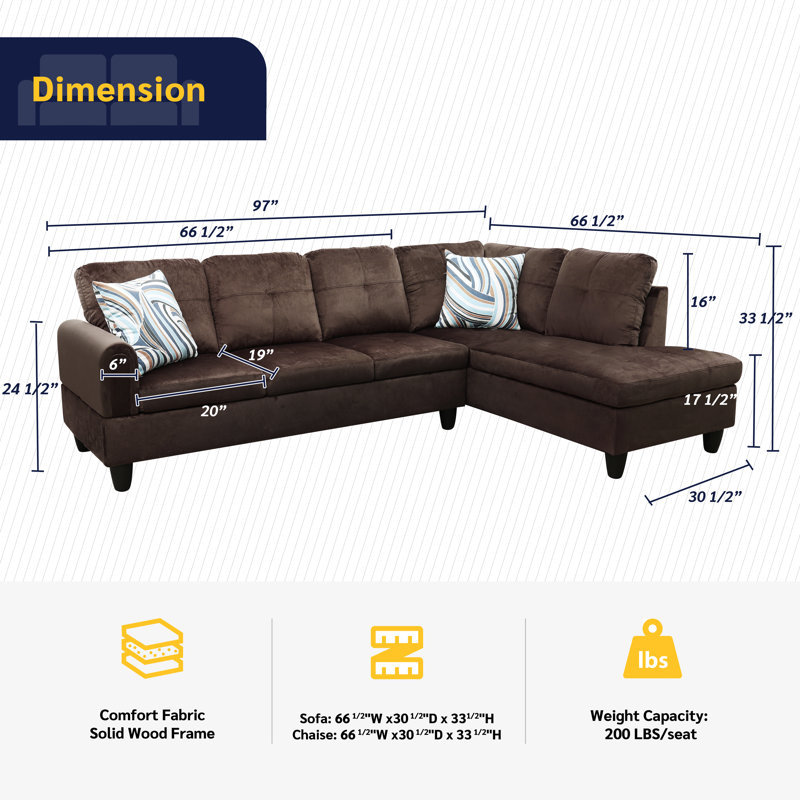 Anabrenda Upholstered L-Shaped Sectional, Right Hand Facing, Chocolate Linen Blend
