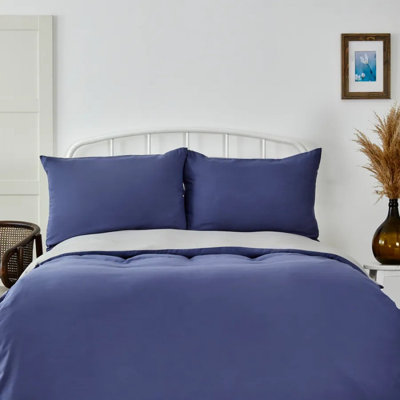 Blue Polyester 3 Piece Duvet Cover Set