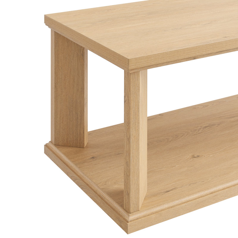 COTEL Coffee Table For Living Room, Modern 2-tier Tea Table With Storage Shelf, Rectangular Center Coffee Table For Home Office, Bedroom, Apartment, 47.3 X 22x 19.3 Inches