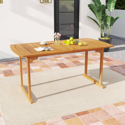 Table de salle à manger d'extérieur en bois pour 4-6 tables en bois d'acacia de 71 po