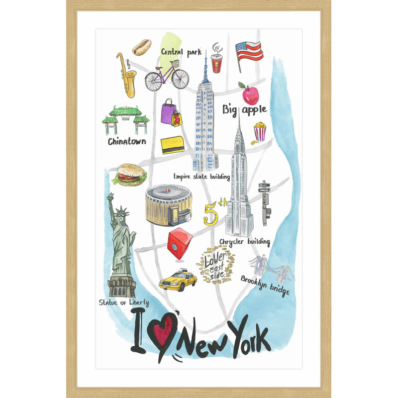 I Love NY - Single Picture Frame Print, 91 cm H x 61 cm W