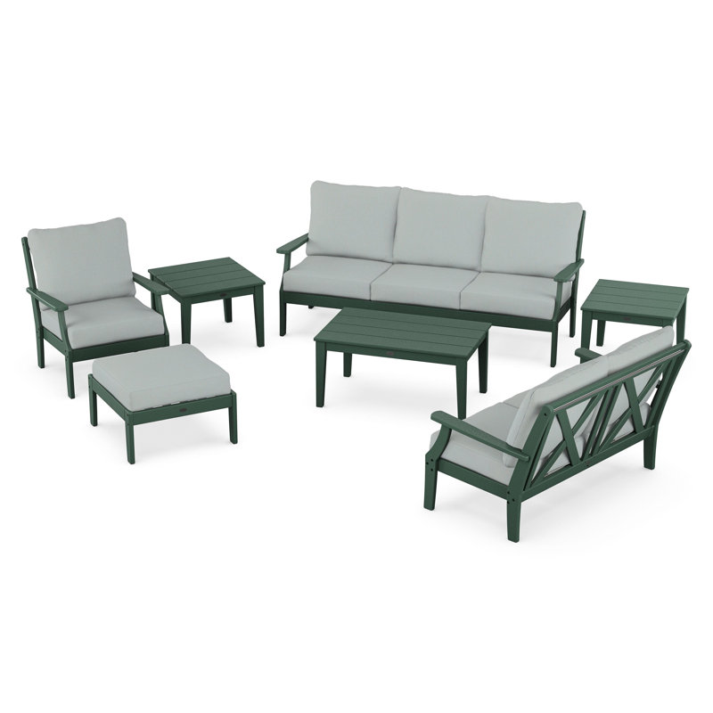 Braxton 7-Piece Deep Seating Set, Spa, Green