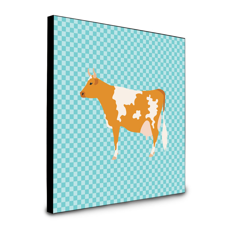 « guernesey cow check », art encadré Avellino, bleu