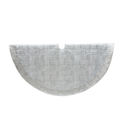 Kurt Adler 48 po - Organza diaphane blanc avec paillettes et bordure argentée
