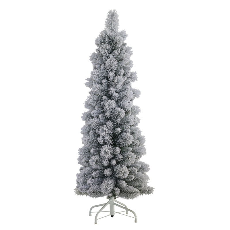 Unlit Pine Artificial Flocked Christmas Tree, 4ft 6" H