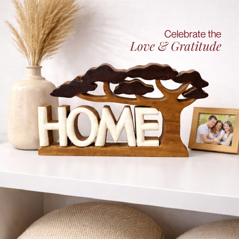 Emeree Handmade Wooden HOME Sculpture – Tree of Harmony for Home Decor, Mother’s Day & Christmas Gift