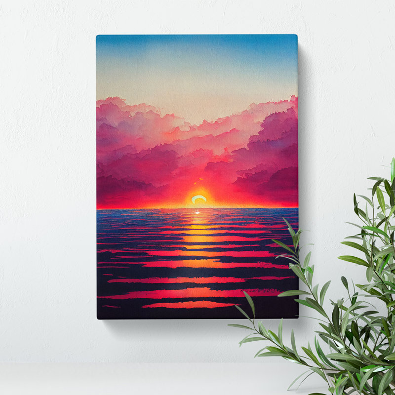 XC1022-145X A Showstopping Ocean Sunset - Wrapped Canvas Print, 60cm H x 40cm W x 3cm D