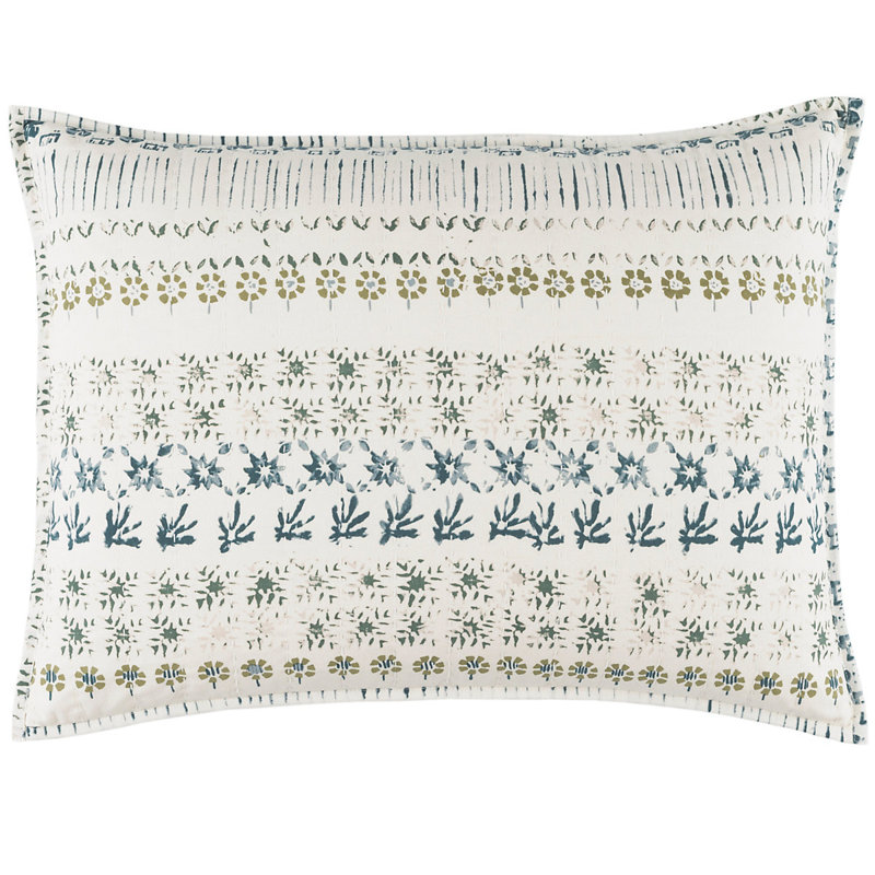 Ivory Cotton Floral Print Standard Sham