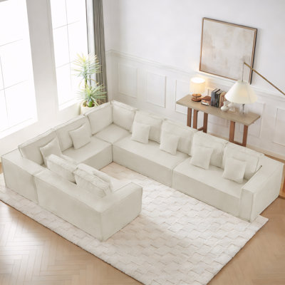 Canapé modulaire surdimensionné en forme de U de 167 po en chenille désossée de 167 po, canapé modulaire à coins profonds à assise profonde sans assemblage