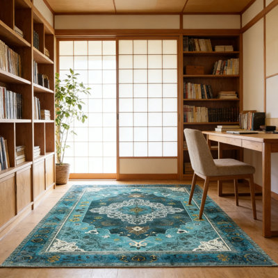 Tapis de salon Tapis vert de 8 x 10 pi lavable à la machine, tapis rétro antidérapant pour tapis de chambre à coucher, tapis Boho, tapis rétro patiné pour salle de classe, dortoir, salle à manger