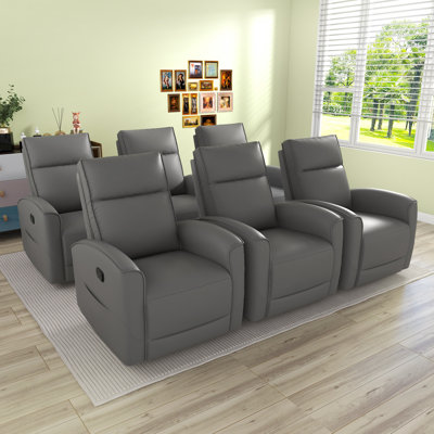 Siège de cinéma maison moderne et respirant en cuir végan de 78 cm de large, à bascule et pivotant manuellement