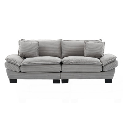 Corduroy Sofa Sleeper Couch Loveseat Sofa With Pillows Comfy Upholstered Deep Seat Sofa For Bedroom,Living Room,Apartment,Office,Dorm-Light Grey Corduroy
