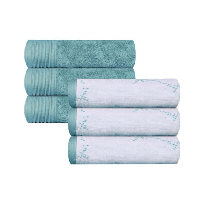 Kreager 500 GSM 100% Cotton Quick-Drying Marble Solid 6 Piece Hand Towels