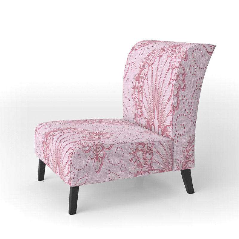 Fauteuil de chambre rembourré à motif damassé rose