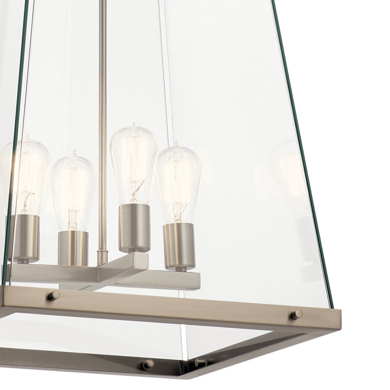 Lustre géométrique unique à 4 lumières Darton, Étain classique