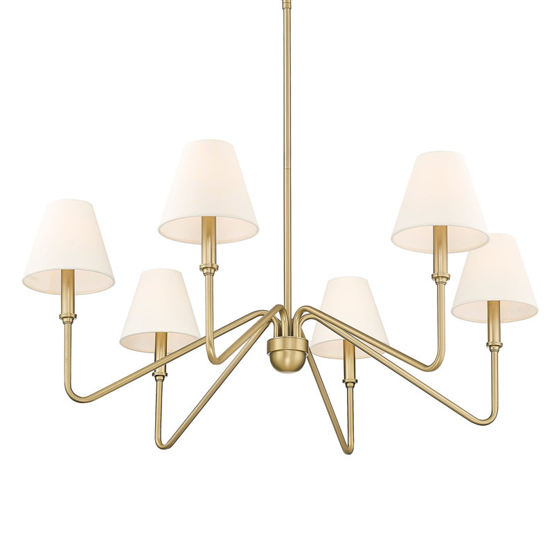 Lustre classique / traditionnel à 6 lumières à intensité variable Kahraman, Bronze champagne brossé