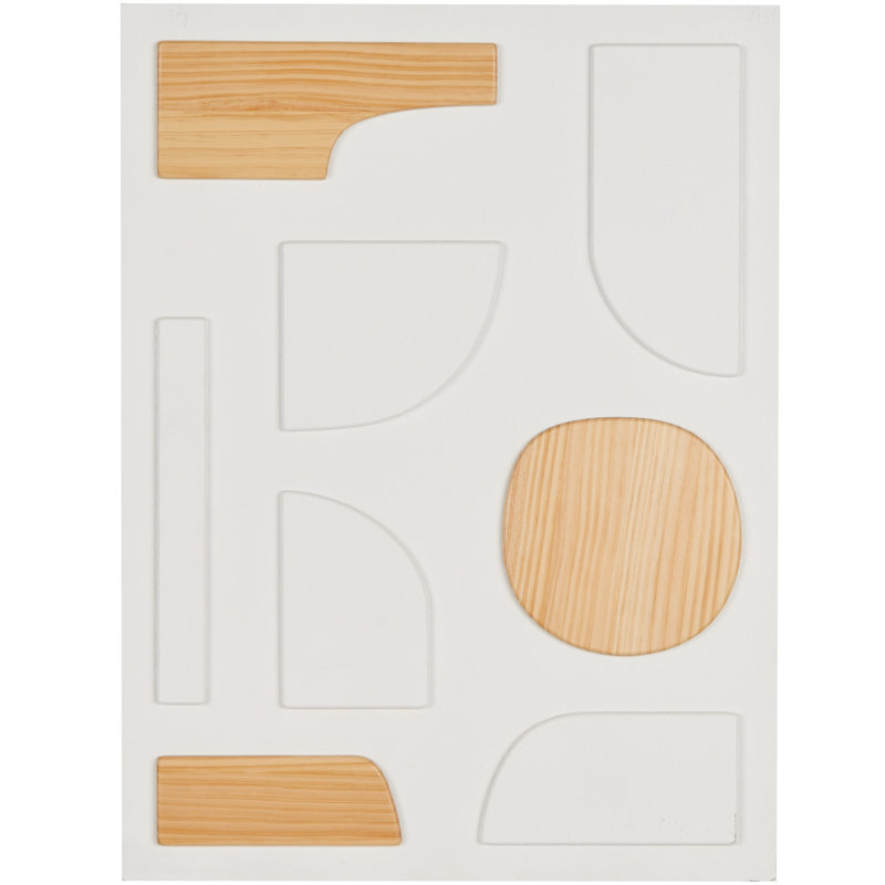 Billie Wood Dimensional Art Deco Shapes Geometric White Wall Decor with Brown Accents