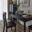 Retro Black Rectangular Solid Wood Dining Table-1259950282