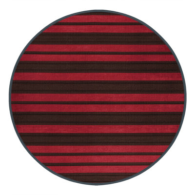 Machine Washable Horizontal Stripes Red Area Rug