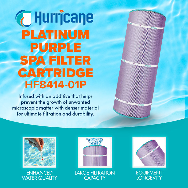 Hurricane Filters HF8414-01P Platinum Purple Spa Filter Replacement, 4 Pack