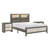 1pc Queen Size Platform Storage Bed Low-profile Plank-style Headboard Built-in Lighting Modern Farmhouse Style Grey Beige