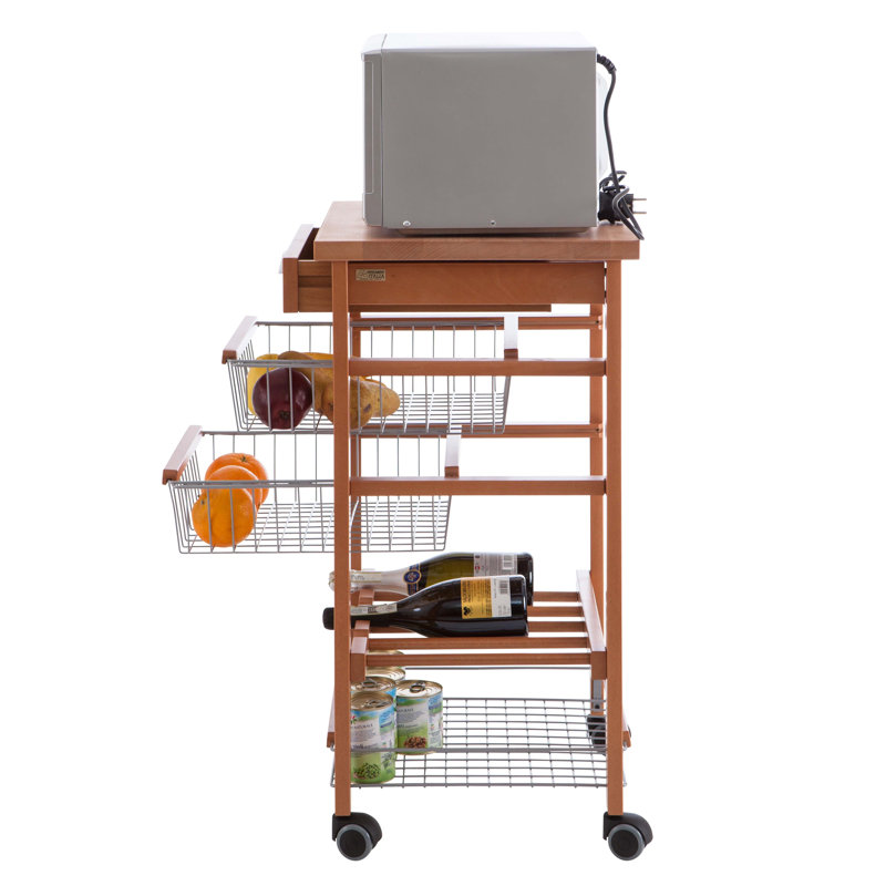 Bowles Solid Wood Kitchen Cart, Cherry