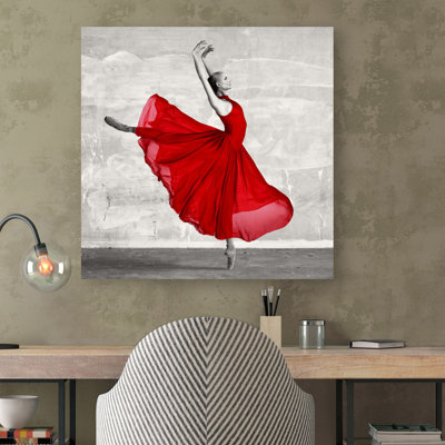 Ballerina In Red - Wrapped Canvas Print