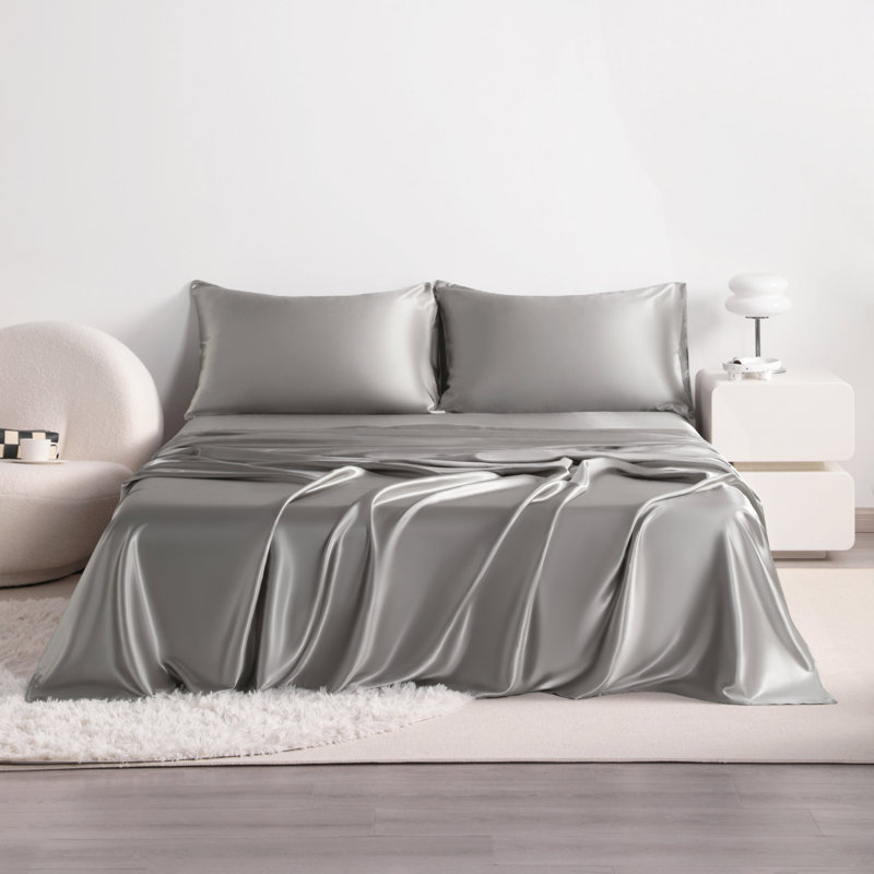 Ensemble de draps soyeux et soyeux, doux pour les cheveux et la peau, infroissable, infroissable, Jaune