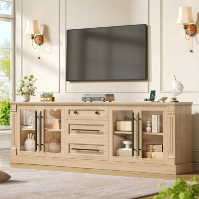  69.7“ Farmhouse TV Stand for 65 Inch TV 3 Storage Cabinets