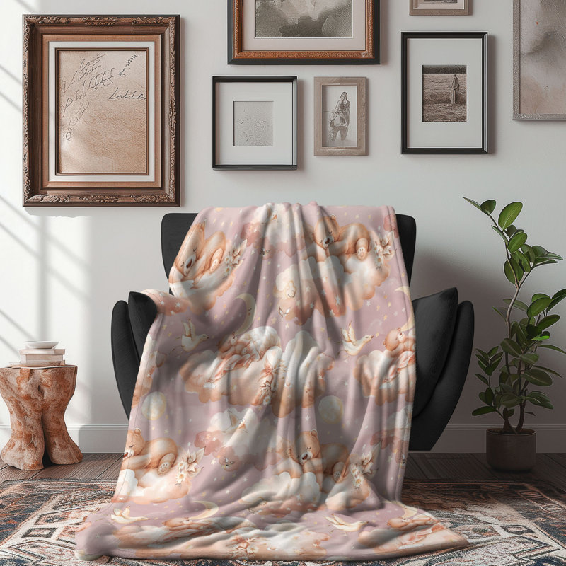 Blush Plush Bear - 1 couverture de qualité supérieure, L 50 po x L 60 po