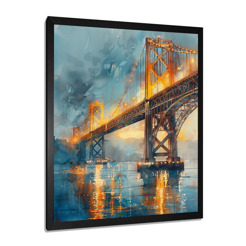 Reproduction d'art murale jaune et gris, H 12 po x l 20 po, Cadre simple noir