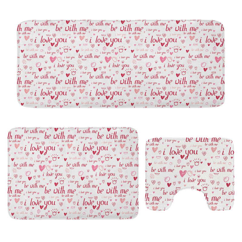 Ensemble de tapis pour salle de bain I Love You 3 pièces