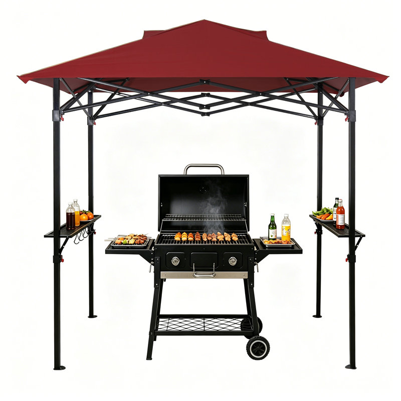 8 Ft. W x 5 Ft. D Powder Coated Steel Gazebo, Red