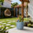17 in. Large Light Blue（Upgraded Interior） Concrete Round Planter / Pot with Drainage Holes for Indoor & Outdoor-1185301490-1185301488