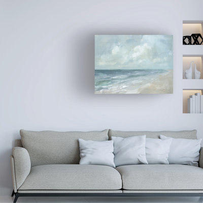 Wrapped Canvas Wall Art - Danhui Nai 'Calm Beach' Wall Art for Living Room, Bedroom, or Office Décor  - 14x19