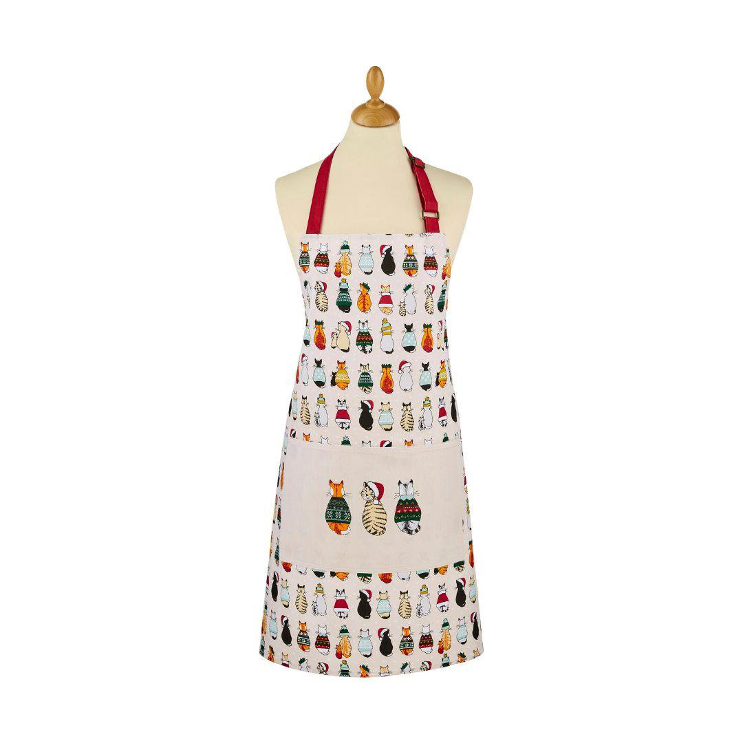 Ulster Weavers Multi - Christmas Cats Apron (70 X 80Cm) - 100% Cotton - 1X Pocket - Washable - Cat Apron For Christmas - Natural Apron For Chef - Christmas Kitchen Decorations - Cat Lovers Gifts - Image 3