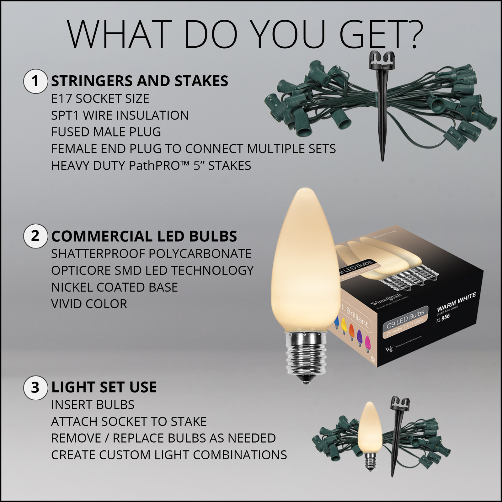 Smooth OptiCore Bulb Pathway Lights, 25 feet