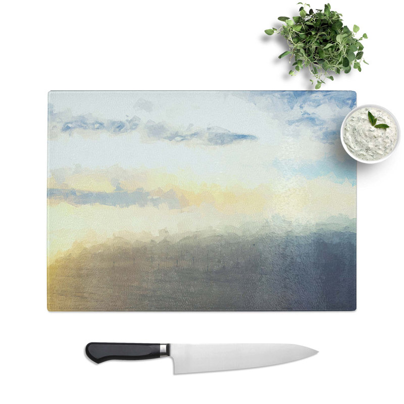 Tempered Glass Wind Farm in Abstract Chopping Board, 28.5 cm W x 20 cm L