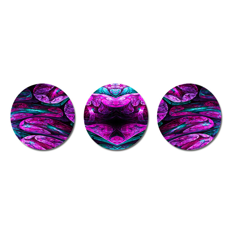Ensemble de décorations murales florales en métal «Purple Cold Mystical Heart»