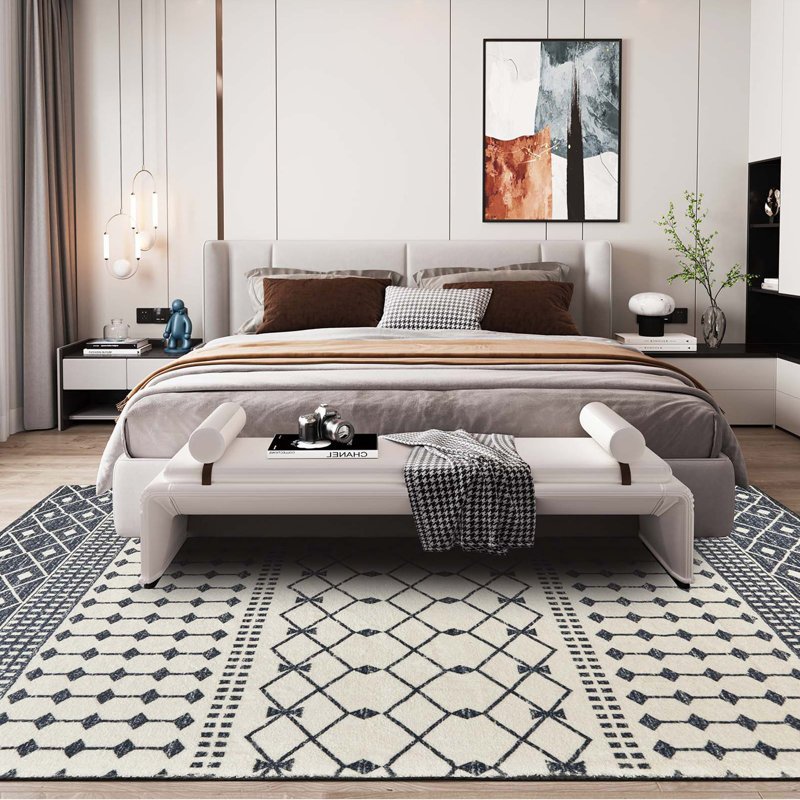 Tapis imitation cachemire à rayures géométriques, Rectangle de 5 pi x 8 pi