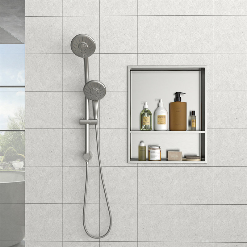 Double tablette de niche en acier inoxydable 21 "X 17", Nickel brossé
