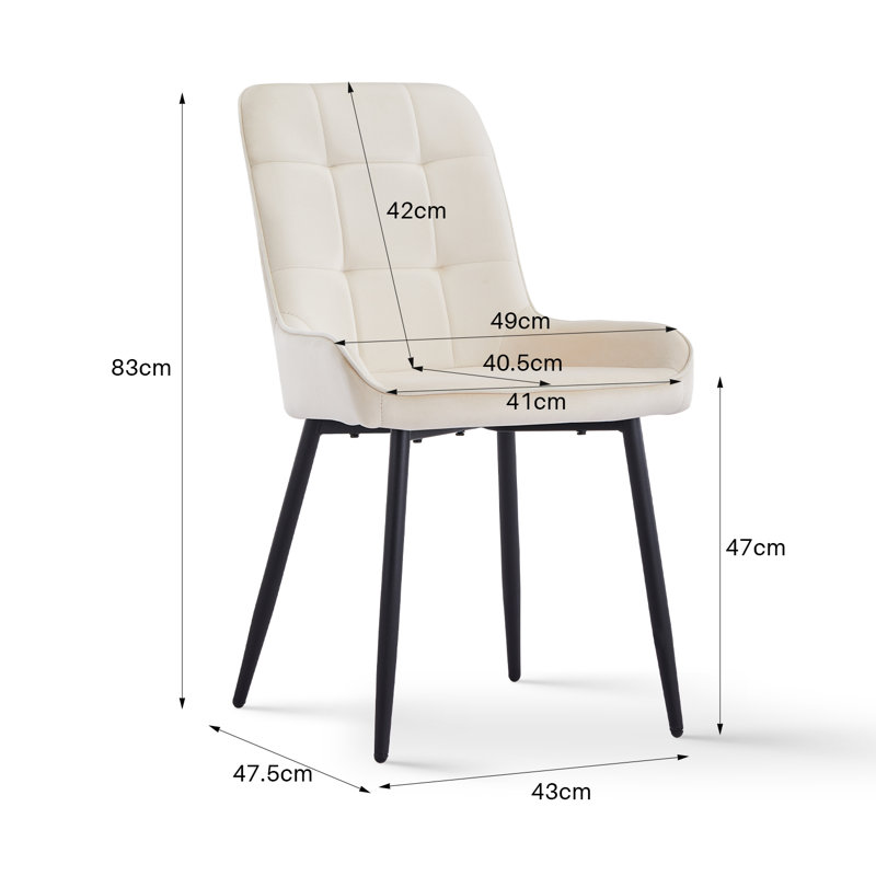 Edelgard 47 cm H Velvet Side Chair, Beige