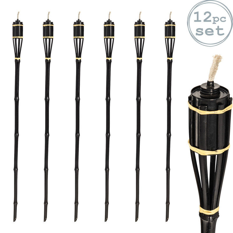 114cm Bamboo Tiki Torch, Black