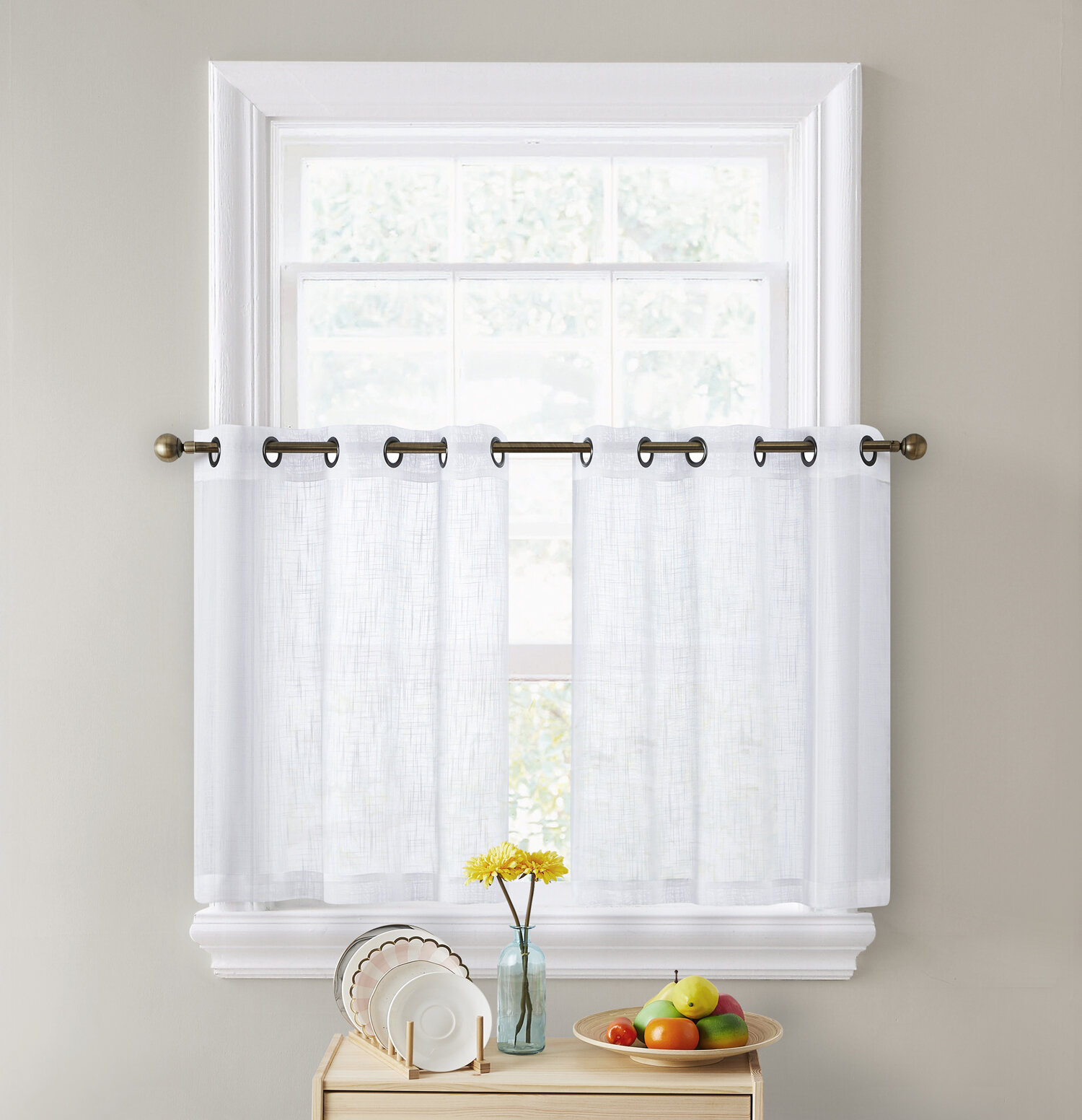 Gracie Oaks Aleksander Cafe Curtain & Reviews | Wayfair